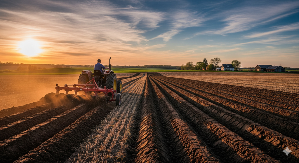 Obraz pokazujący uprawę ziemi